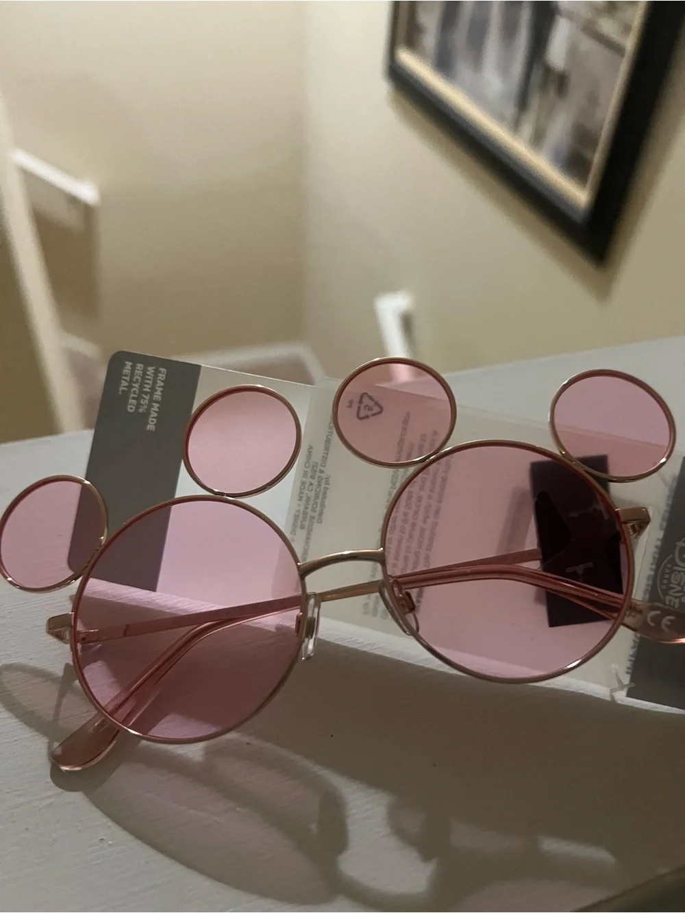 Disney Kids Pink Round Sunglasses with Ear Accents